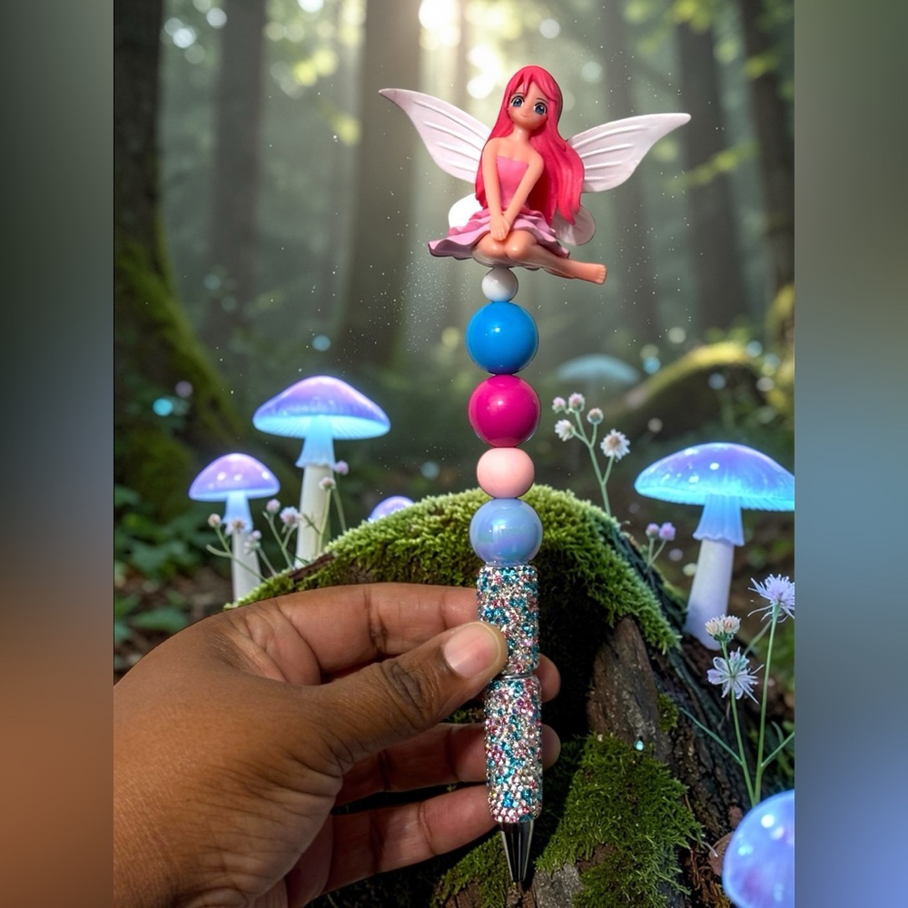 Custom Made Rainbow Colored Rhinestone Fairy Bead… - image 1